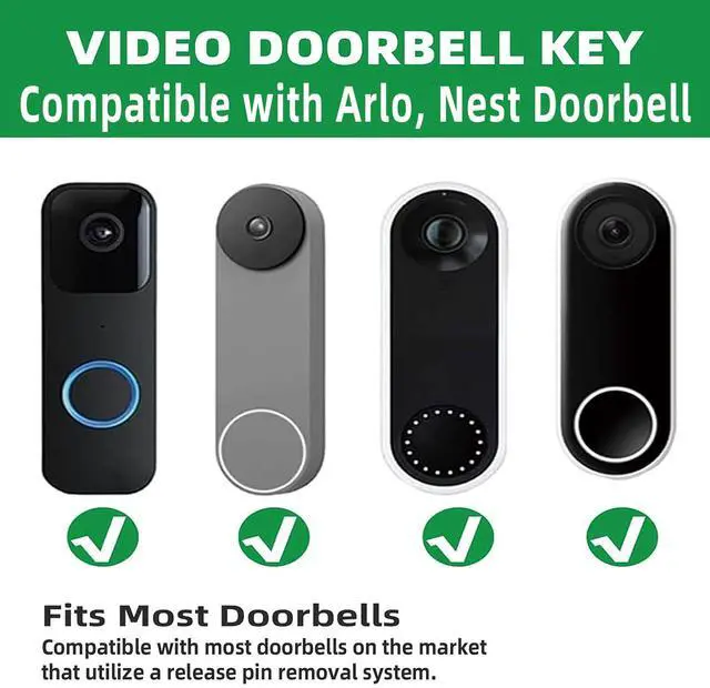 Alt view image 2 of 6 - Security Pin Key Compatible with Nest Video Doorbell, 2 Pack | Release Removal Pin Tool for Battery Replacement and Backplate Opening, Stainless Steel Doorbell Key for Nest/Alro Doorbell