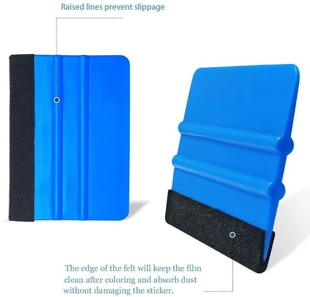 Alt view image 5 of 7 - 2 Pcs Wallpaper Smoothing Tool, Vinyl Felt Squeegee Window Tint Film Tool | Fit for Vehicle, Window, Glass, Peel and Stick Wallpaper (blue)