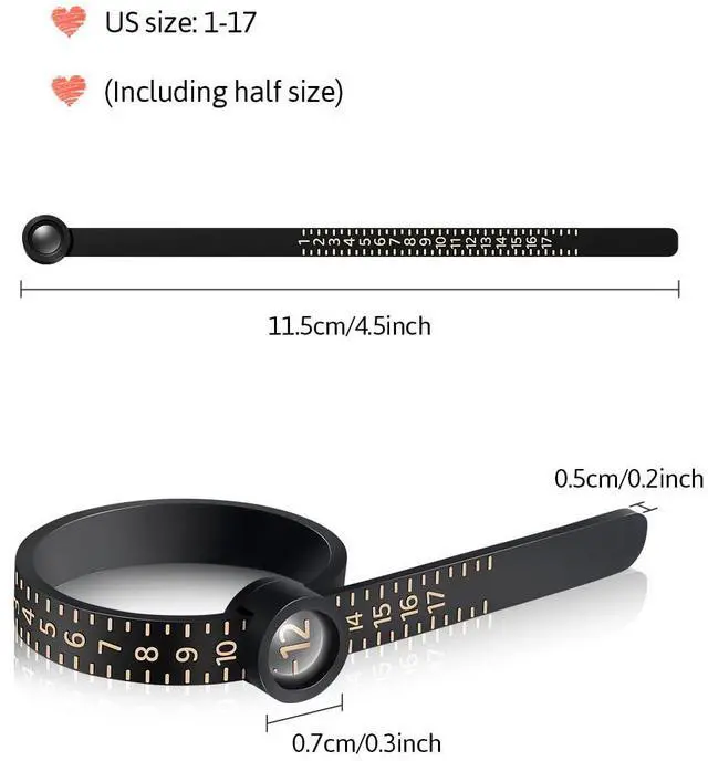 Alt view image 3 of 7 - Ring Sizer Measuring Tool with Magnifier, for Ring Measurer and Ring Sizer Clear and Intuitive Reading. Plastic Ring Sizer with Lens, 1-17
