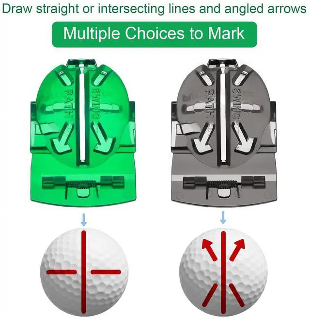 Alt view image 7 of 7 - 2 Pack Golf Ball Marker Line Liner Drawing Marking Alignment Putting Tool - Green and Black