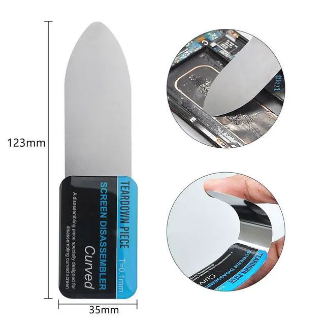 Alt view image 2 of 2 - 0.1mm Thin Flexible Metal Spudger Curved Phone Screen Removal Opening Tools | for Mobile Phone Laptop, Screen Disassembler Repair Tool