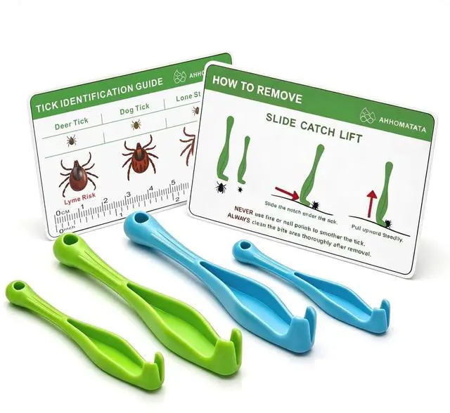 Main image of Tick Removal Tool & Twister Kit for Dogs, Cats & Humans, 4-Pack Portable Tick Remover Spoon & Puller Set with ID Card - First Aid Pet Tick Hook Picker for Camping, Hiking & Outdoors