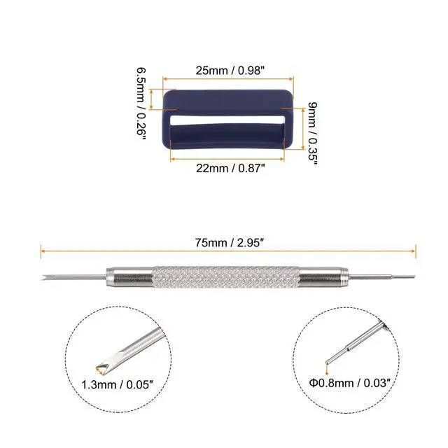Alt view image 2 of 5 - 10pcs Watch Strap Loop 22mm Rubber Watch Holder Fastener Rings Retainer with Spring Bar Tool for Watch Band Repair, Dark Blue