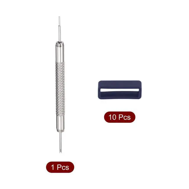 Alt view image 3 of 5 - 10pcs Watch Strap Loop 22mm Rubber Watch Holder Fastener Rings Retainer with Spring Bar Tool for Watch Band Repair, Dark Blue