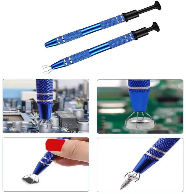 Alt view image 2 of 4 - 2pcs Pick Up Tool Piercing ball grabber Picker 4-pointed widget picker IC chip Gem jewelry chip making extraction pull tool