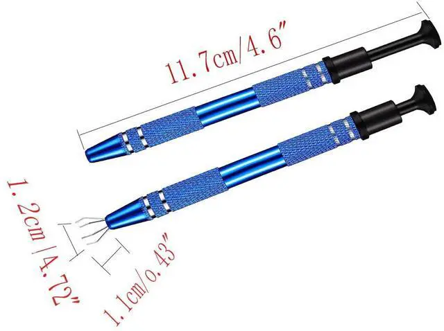 Alt view image 4 of 4 - 2pcs Pick Up Tool Piercing ball grabber Picker 4-pointed widget picker IC chip Gem jewelry chip making extraction pull tool