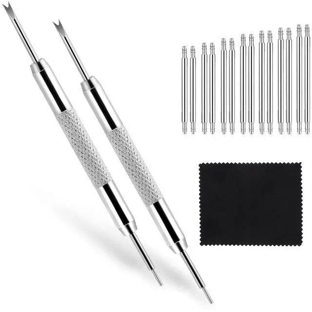 Main image of Watch Band Pins Replacement Kit, 16 PCS Diameter 1.5mm Heavy Duty Stainless Steel Watch Link Remover Set Watch Strap Pins Adjustment Tool Link Removal Kit for Watch Bracelet Repairing (Length 14-25mm)