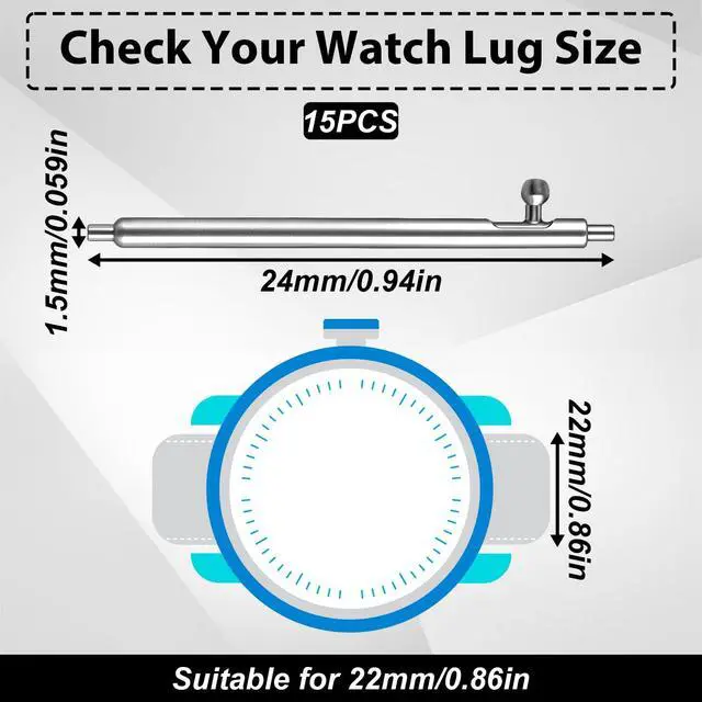 Alt view image 2 of 7 - 15Pcs 22mm Quick Release Spring Bars, Stainless Steel Watch Pins Replacement Strap Link Pins for Quick Release Watch Bands(22mm)
