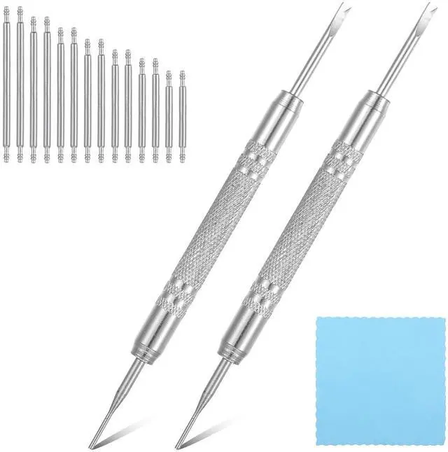 Main image of 30Pcs Watch Band Pins Replacement Kit, Bracelet Pin Removal Tool, Watchband Clip Spring, Diameter 1.5-1.8mm Heavy Duty Stainless Steel Adjustment Tool Double-Ended Pin Spring Bars for Bracelet Repair
