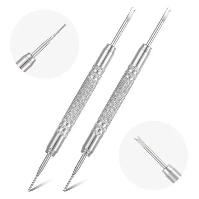 Alt view image 3 of 7 - 30Pcs Watch Band Pins Replacement Kit, Bracelet Pin Removal Tool, Watchband Clip Spring, Diameter 1.5-1.8mm Heavy Duty Stainless Steel Adjustment Tool Double-Ended Pin Spring Bars for Bracelet Repair
