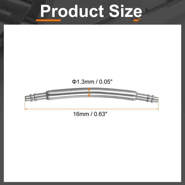 Alt view image 2 of 7 - 10pcs Watch Band Pins 16mm Curved Spring Bar Pin 1.3mm Dia Stainless Steel Double Flanged End Link Repair Kit for Watch Band Bracelet