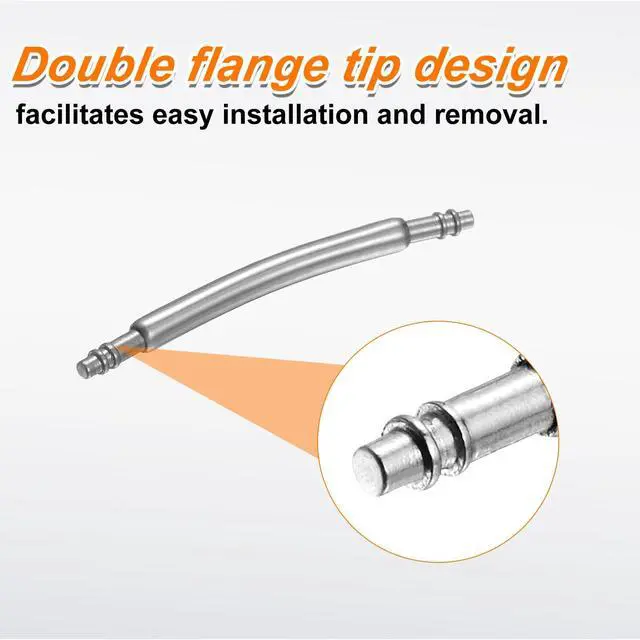 Alt view image 5 of 7 - 10pcs Watch Band Pins 16mm Curved Spring Bar Pin 1.3mm Dia Stainless Steel Double Flanged End Link Repair Kit for Watch Band Bracelet