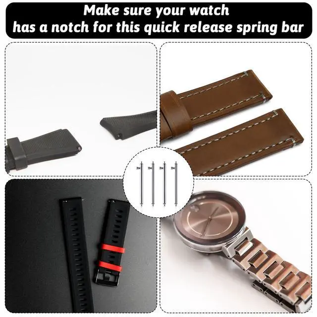Alt view image 3 of 7 - 4 Pcs Quick Release Spring Bar, 22mm Stainless Steel Watch Band Pins Replacement, Strap Link Pins Watch Repair Accessories