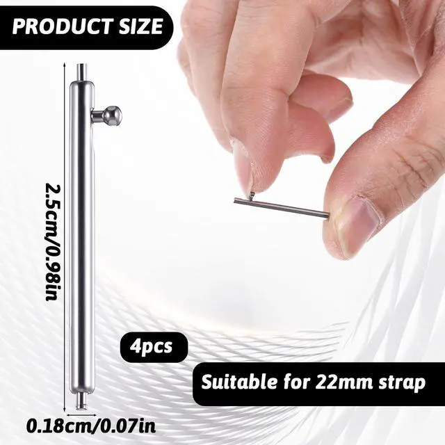 Alt view image 7 of 7 - 4 Pcs Quick Release Spring Bar, 22mm Stainless Steel Watch Band Pins Replacement, Strap Link Pins Watch Repair Accessories