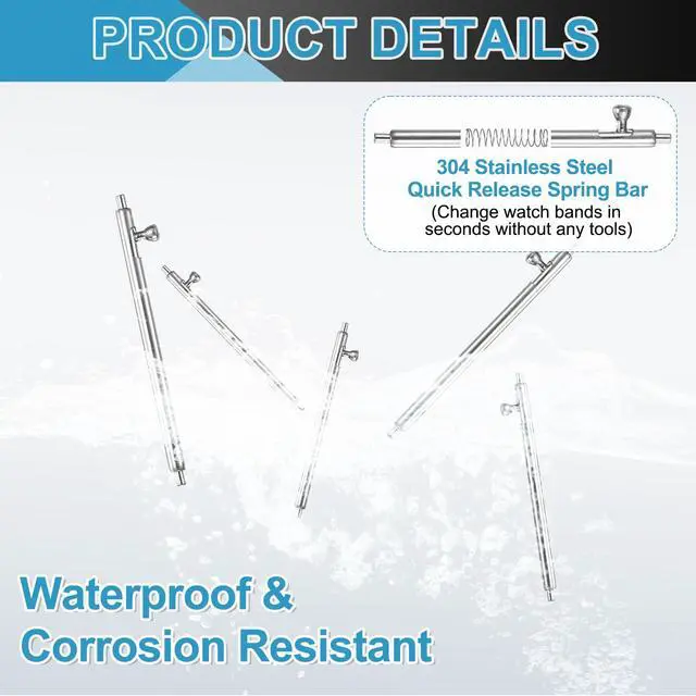 Alt view image 4 of 7 - 15pcs 23mm Quick Release Spring Bars 1.5mm Dia 304 Stainless Steel Watch Pins Replacement Link Pins Lugs for Quick Release Watch Bands