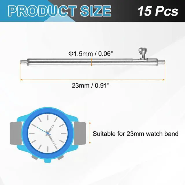 Alt view image 2 of 7 - 15pcs 23mm Quick Release Spring Bars 1.5mm Dia 304 Stainless Steel Watch Pins Replacement Link Pins Lugs for Quick Release Watch Bands