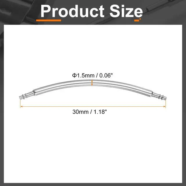 Alt view image 2 of 7 - 10pcs Watch Band Pins 30mm Curved Spring Bar Pin 1.5mm Dia Stainless Steel Double Flanged End Link Repair Kit for Watch Band Bracelet