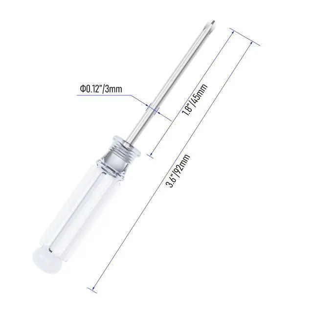 Alt view image 2 of 6 - 2 Pcs Mini Phillips Screwdriver, 3mm Cross Head, 92mm, Clear | 3.62" Total Length, Non-slip Handle, Non-magnetic for Small Appliances