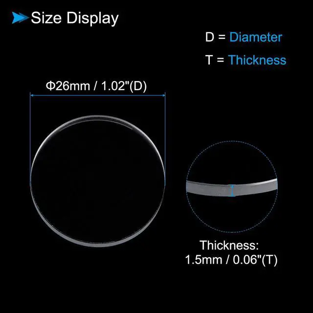 Alt view image 2 of 6 - Watch Glass Crystal Lens 26mm Diameter 1.5mm Thick Round Flat Mineral | Ultra-Clear, Watch Glass Replacements, Applications, for Watchmaker DIY Repairs