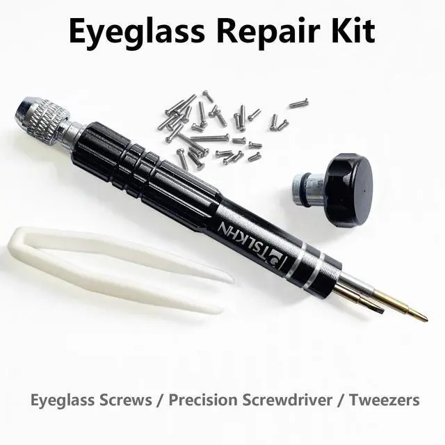 Alt view image 2 of 6 - Eye Glass Repairing Kit, S2 Steel Screwdriver with 15 Types of Screws, Precision Eyeglass Repair Tool Set (Black2in1-screws)