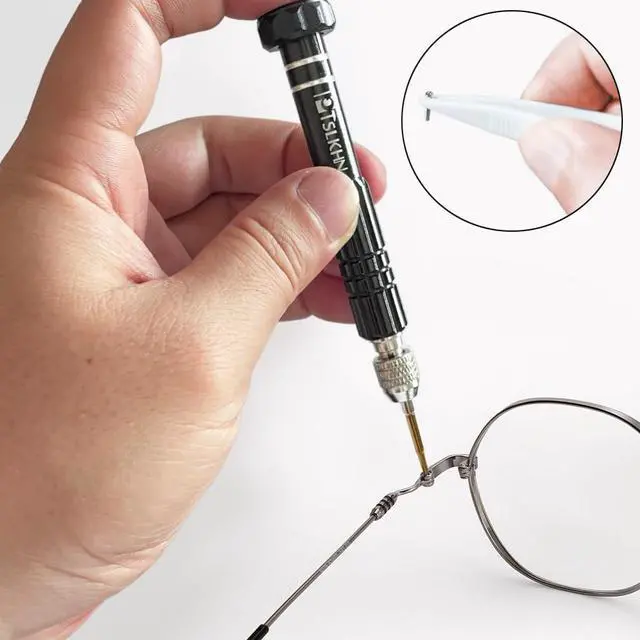 Alt view image 5 of 6 - Eye Glass Repairing Kit, S2 Steel Screwdriver with 15 Types of Screws, Precision Eyeglass Repair Tool Set (Black2in1-screws)