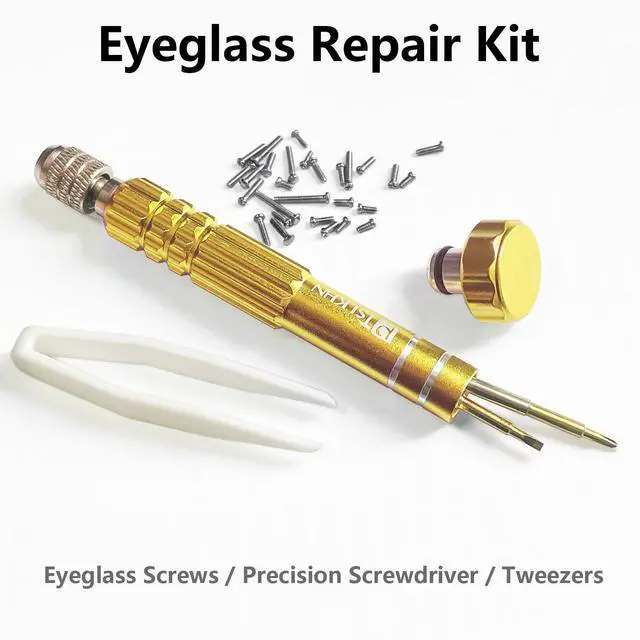 Alt view image 2 of 6 - Eyeglass Repair Kit, S2 Steel Screwdriver with 15 Types of Screws, Precision Eye Glass Repair Tool Set (Gold2in1-screws)