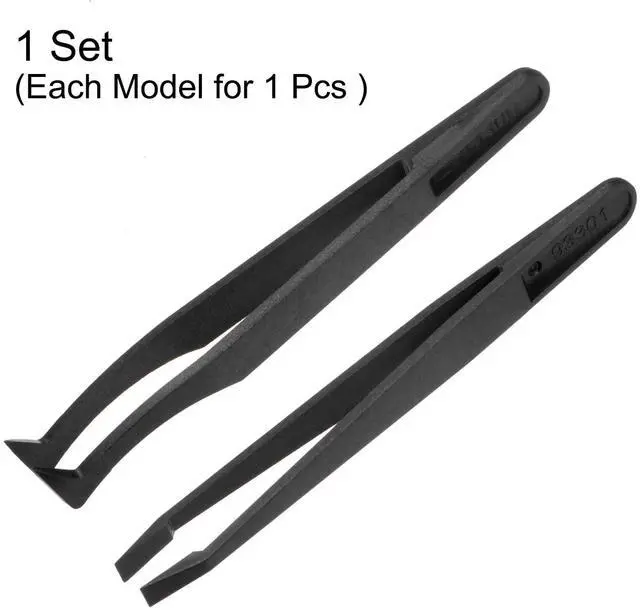 Alt view image 3 of 6 - Precision Plastic Tweezers Kit 120mm Anti-static Flat Curved 2Pc | 93301/93306, Head Craft Tweezers Set, for Electronics Jewelry Making Laboratory Work DIY Repair Tool
