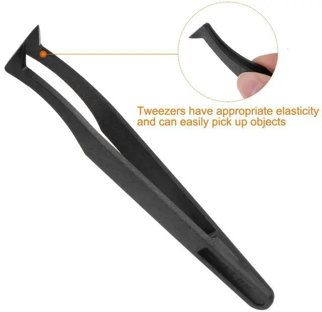 Alt view image 4 of 6 - Precision Plastic Tweezers Kit 120mm Anti-static Flat Curved 2Pc | 93301/93306, Head Craft Tweezers Set, for Electronics Jewelry Making Laboratory Work DIY Repair Tool