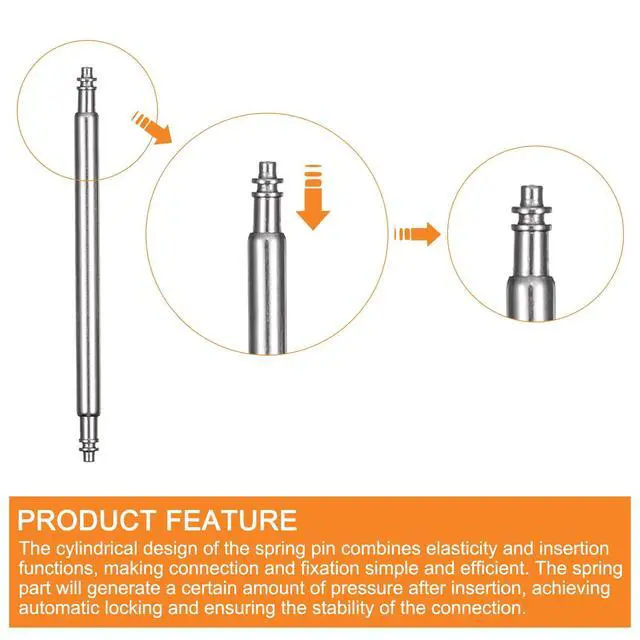 Alt view image 3 of 6 - 10pcs 1.8 x 25mm Watch Spring Bar Pins, Stainless Steel Watch Band Link Pins Spring Bars Repair Tool for Metal Chain Leather Strap Watch, Silver