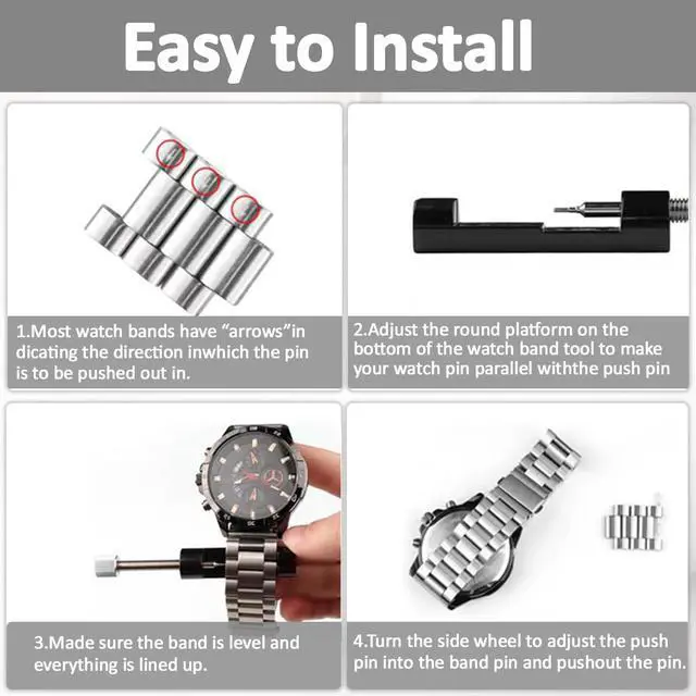 Alt view image 5 of 7 - Watch Link Removal Kit, Tools to Adjust and Remove BraceletsPin Remover for Sizing Strap, Watches Sizing Adjustment Tool Kit for Watches Repair and Sizing, Watch Band Adjustment Tool Kit (Black)