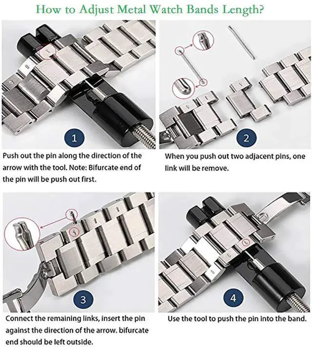 Alt view image 5 of 7 - Metal Watch Band Link Removal Kit, Tools to Adjust and Remover Bracelets Strap, Pin Remover for Sizing Bands, Watch Band Adjust Repair Tool Kit with Extra Replacement