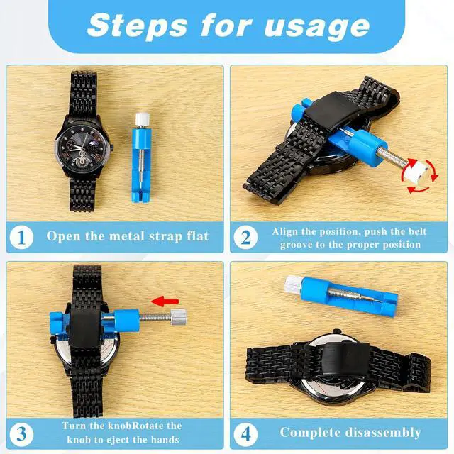 Alt view image 4 of 7 - Watch Link Removal Kit, Watch Band Remover Tool | Watch Spring Bar Tool Chain Link Pin Remover with Replacement Pins for Adjust Watch Bracelet Adjustment and Repairing