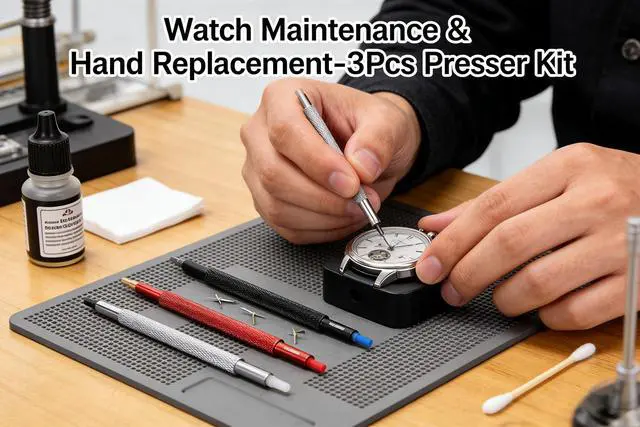 Alt view image 3 of 7 - YOFAN Watch Hand Pressers, 3-Pack Professional Pusher Tool Set for Repair | Metal, 5 hole sizes, polished surface, scratch-free, for watch hands, installation, repair, hobbyists, professionals