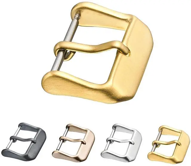 Main image of STUNNING SELECTION Replacement steel buckle for watch bands - Leather watch straps clasp in 16mm, 18mm, 20mm, 22mm - Silver, Black, Rose Gold, Yellow color (26MM, YELLOW)