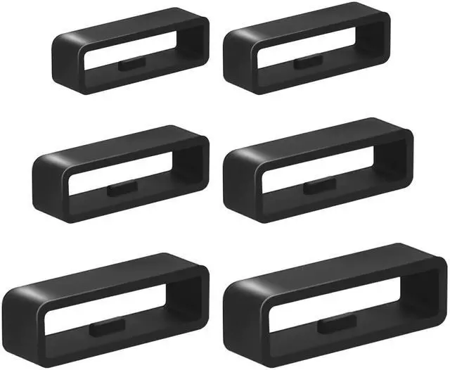 Main image of 6 Pcs Men's Watch Band Keepers, Watch Strap Holder Loops Retainer | 16mm/18mm/20mm/22mm /24mm/26mm Black Silicone Watch Band Fastener Rings Replacement Parts for Watches