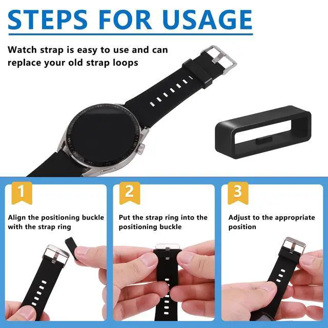 Alt view image 3 of 7 - 6 Pcs Men's Watch Band Keepers, Watch Strap Holder Loops Retainer | 16mm/18mm/20mm/22mm /24mm/26mm Black Silicone Watch Band Fastener Rings Replacement Parts for Watches