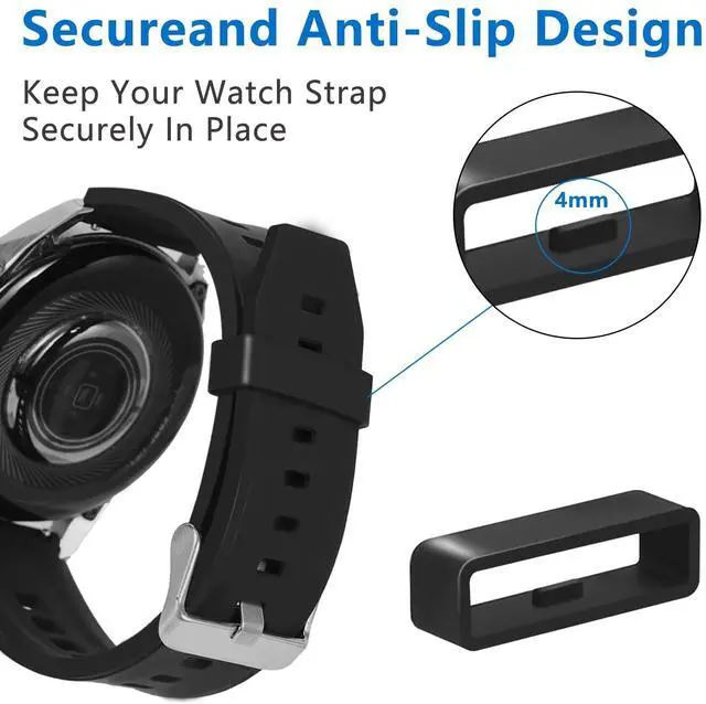 Alt view image 5 of 7 - 6 Pcs Men's Watch Band Keepers, Watch Strap Holder Loops Retainer | 16mm/18mm/20mm/22mm /24mm/26mm Black Silicone Watch Band Fastener Rings Replacement Parts for Watches