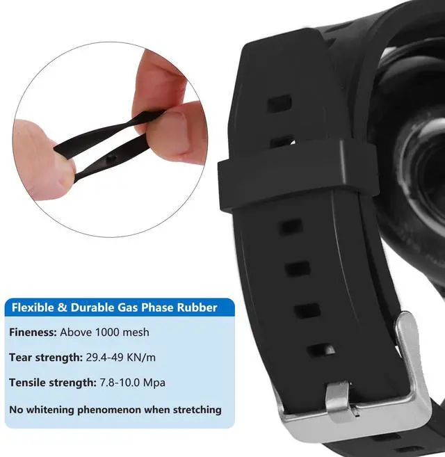 Alt view image 4 of 7 - 6 Pcs Men's Watch Band Keepers, Watch Strap Holder Loops Retainer | 16mm/18mm/20mm/22mm /24mm/26mm Black Silicone Watch Band Fastener Rings Replacement Parts for Watches