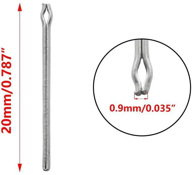 Alt view image 2 of 5 - 60Pcs 20mm x 0.9mm / 0.787" x 0.035" Silver Stainless Steel Watch Link Pins, Strap Bars Split Pins, Watch Band Link Cotter Pin for Watchband Repair and DIY