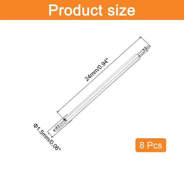 Alt view image 2 of 6 - 8pcs 1.5 x 24mm Watch Spring Bar Pins, Stainless Steel Watch Band Link Pins Spring Bars Repair Tool for Metal Chain Leather Strap Watch, Silver