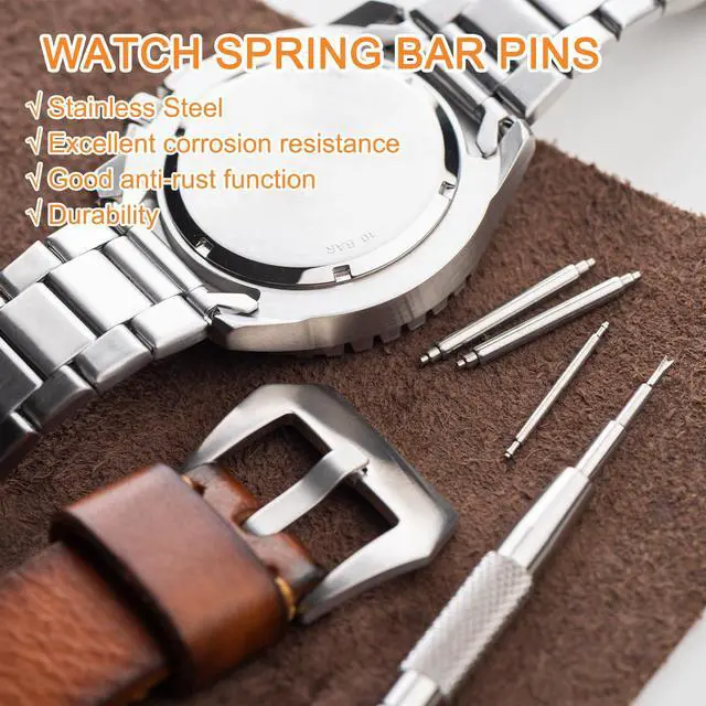 Alt view image 5 of 6 - 8pcs 1.5 x 24mm Watch Spring Bar Pins, Stainless Steel Watch Band Link Pins Spring Bars Repair Tool for Metal Chain Leather Strap Watch, Silver