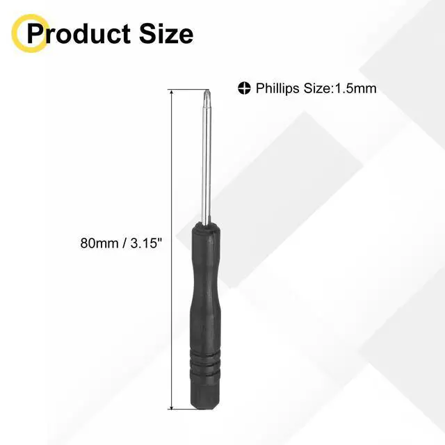 Alt view image 2 of 6 - 4pcs Mini Phillips Screwdriver 1.5mm 80mm Length Micro Precision Cross Head Screw Driver with Non-Slip Black Handle for Watch Eyeglasses Electronics Small Appliances Repair