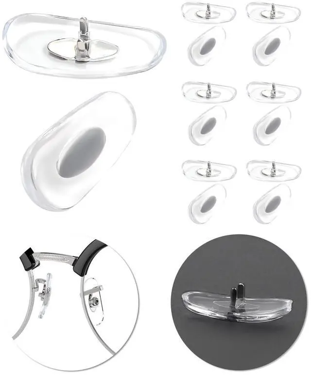 Main image of 6 Pairs Anti Slip Nose Pads Replacement for Ray-Ban RB3029 RB3119 RB3136 RB3138 RB3183 RB3362 RB3379 RB3386 RB3387 RB3429 RB3445 RB3449 RB3457 RB3478 RB3483 Clip-on Eyeglasses, Silver Nosepieces