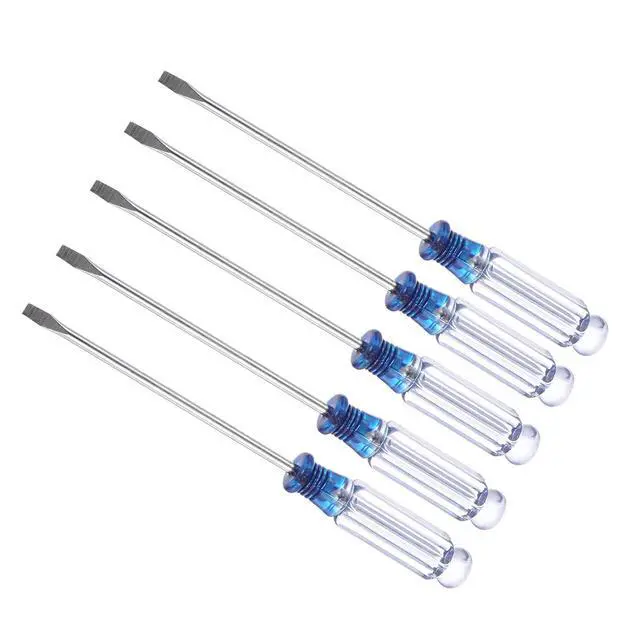 Main image of Mini Slotted Screwdriver, 3.0mm Size 127mm Length, Carbon Steel Small Flat Head Screwdrivers Blue - (Applications: for Glasses, Watch or Laptop), 5-Pieces