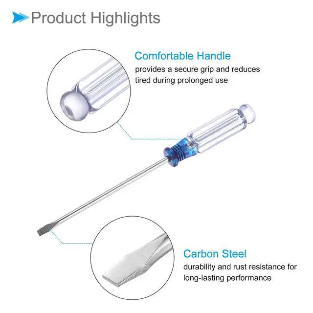 Alt view image 5 of 6 - Mini Slotted Screwdriver, 3.0mm Size 127mm Length, Carbon Steel Small Flat Head Screwdrivers Blue - (Applications: for Glasses, Watch or Laptop), 5-Pieces