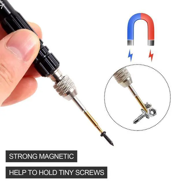 Alt view image 5 of 7 - Mini Eyeglass Repair Kit Glasses Screwdriver Pocket Precision Tool | metal handle, 5 interchangeable bits, For tightening and repairing eyeglasses, sunglasses, watches, and small electronics
