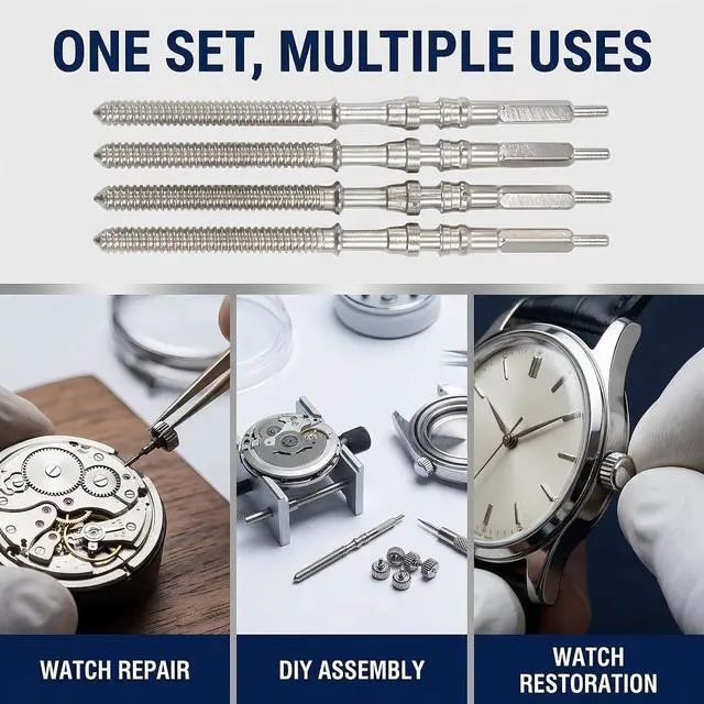 Alt view image 3 of 7 - 5Pcs Silver Movement Watch Steel Stem Crown Kit of Parts for NH35 NH36 NH38 NH39,Stem Spare Parts Kits,Movement Holder,Repair Tools and Kits Watch Accessories