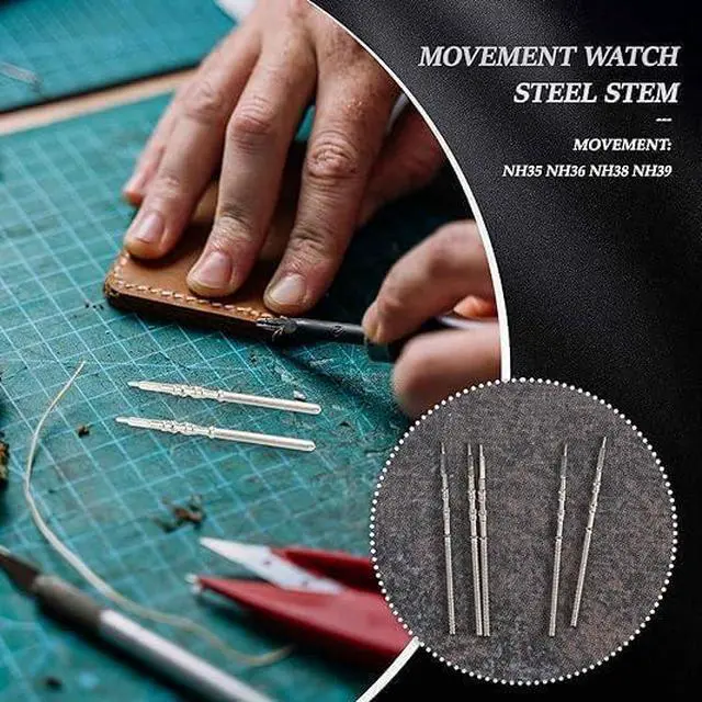Alt view image 6 of 7 - 5Pcs Silver Movement Watch Steel Stem Crown Kit of Parts for NH35 NH36 NH38 NH39,Stem Spare Parts Kits,Movement Holder,Repair Tools and Kits Watch Accessories