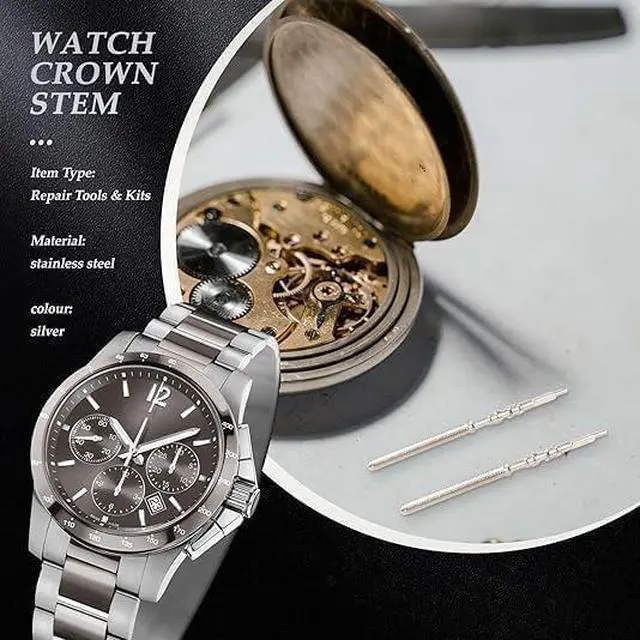 Alt view image 7 of 7 - 5Pcs Silver Movement Watch Steel Stem Crown Kit of Parts for NH35 NH36 NH38 NH39,Stem Spare Parts Kits,Movement Holder,Repair Tools and Kits Watch Accessories