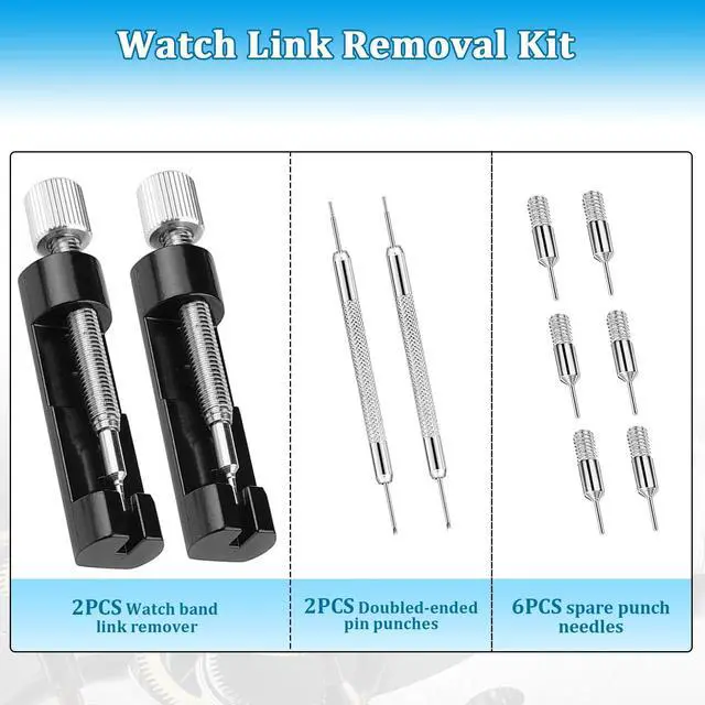 Alt view image 2 of 7 - Watch Link Removal Kit 2 Pack Watch Band Repair Tools | Pin Remover For bracelet resizing and strap replacement, equipped with sufficient spare replacement pins